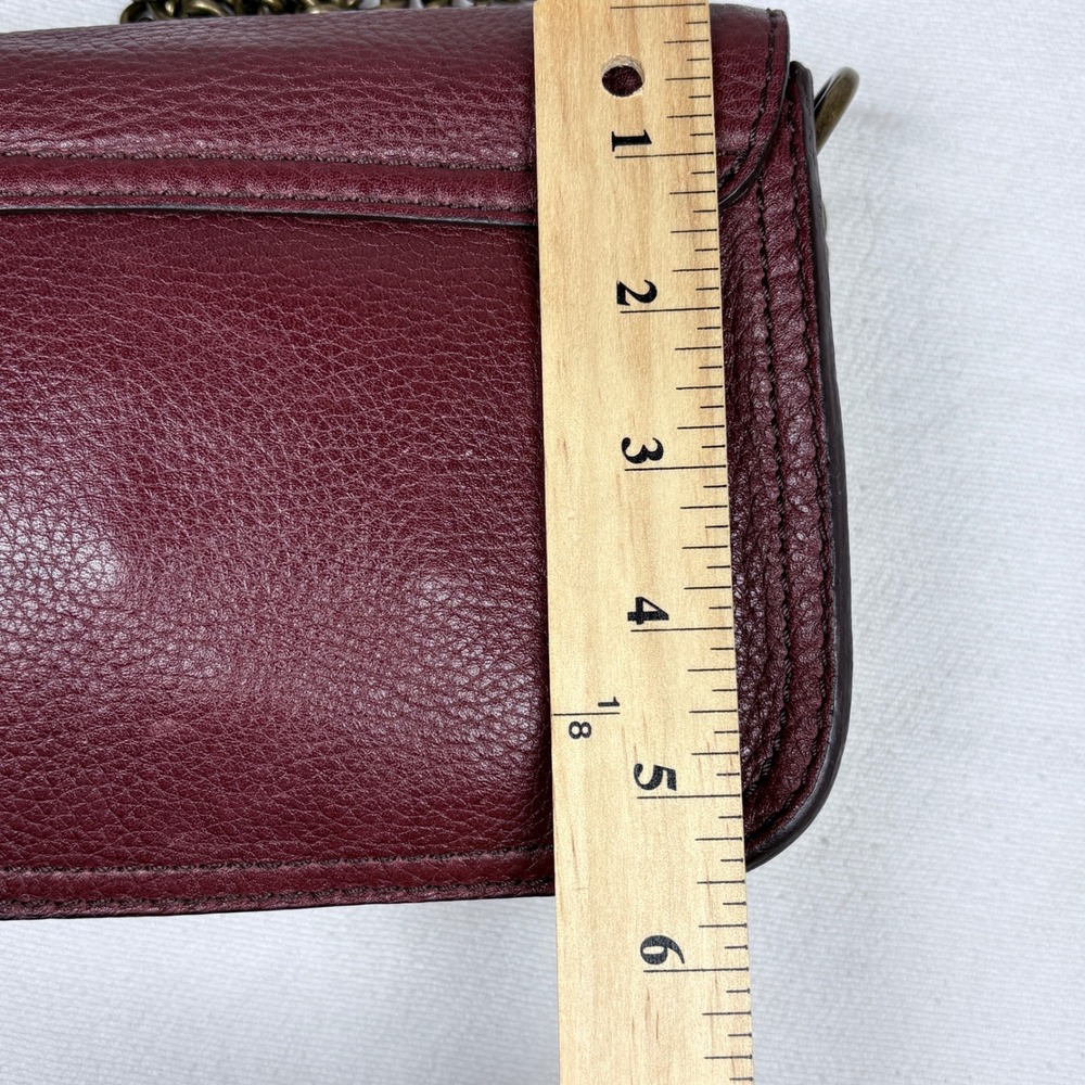 UGG Burgundy Brooklyn Pebbled  Leather Mini Crossbody Bag Turn Lock Chain Strap - Picture 16 of 16